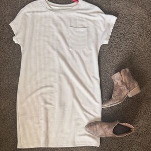 A Classy Chic Boutique Cream Ribbed Midi Dress
